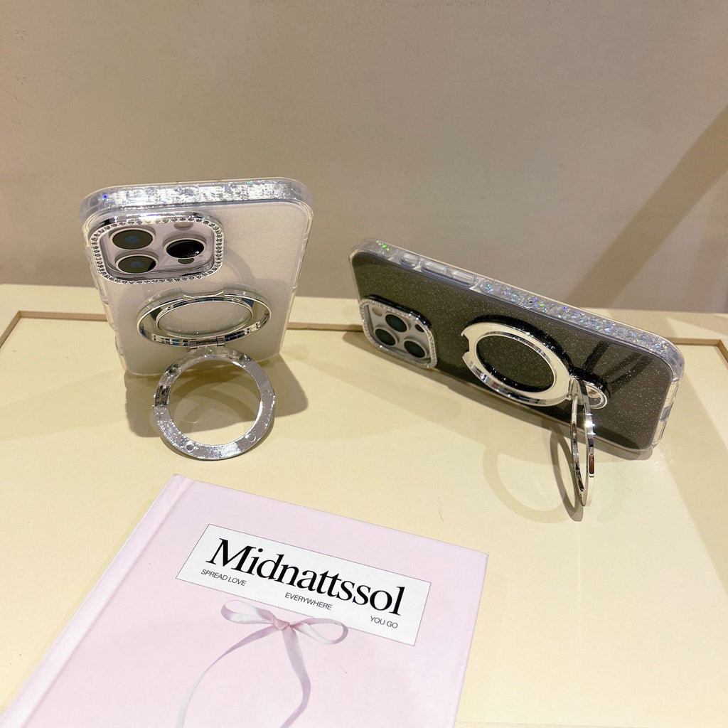 Epoxy Gradient Glitter With Rotating Bracket Mobile Phone Cases